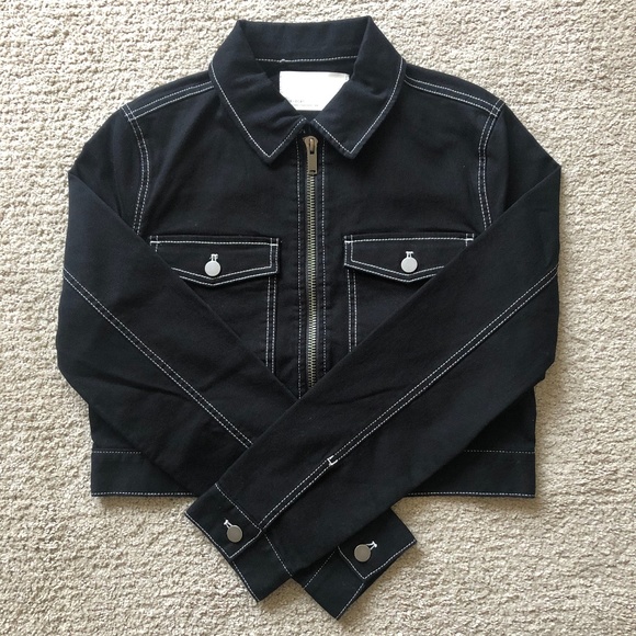 OAK + FORT Jackets & Blazers - OAK & FORT CONTRAST STITCH CROPPED JACKET